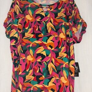 Ashley Blue Women's Colorful Leaf Print Blouse